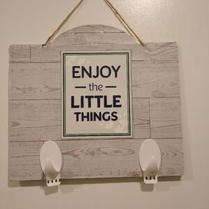 Gray and White Wall Hooks with Inspirational Quote